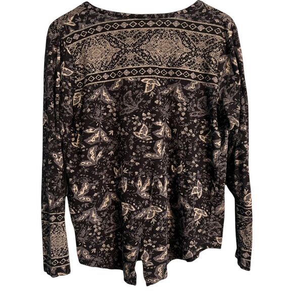 Lucky Brand Printed Top Ladies Size Medium Color: Black Multi // Soft! - Picture 5 of 15